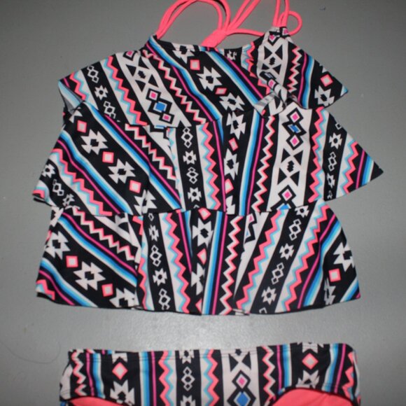 Multi Color 2 Pcs Justice Tankini Swimsuit Size 7 - Picture 2 of 10